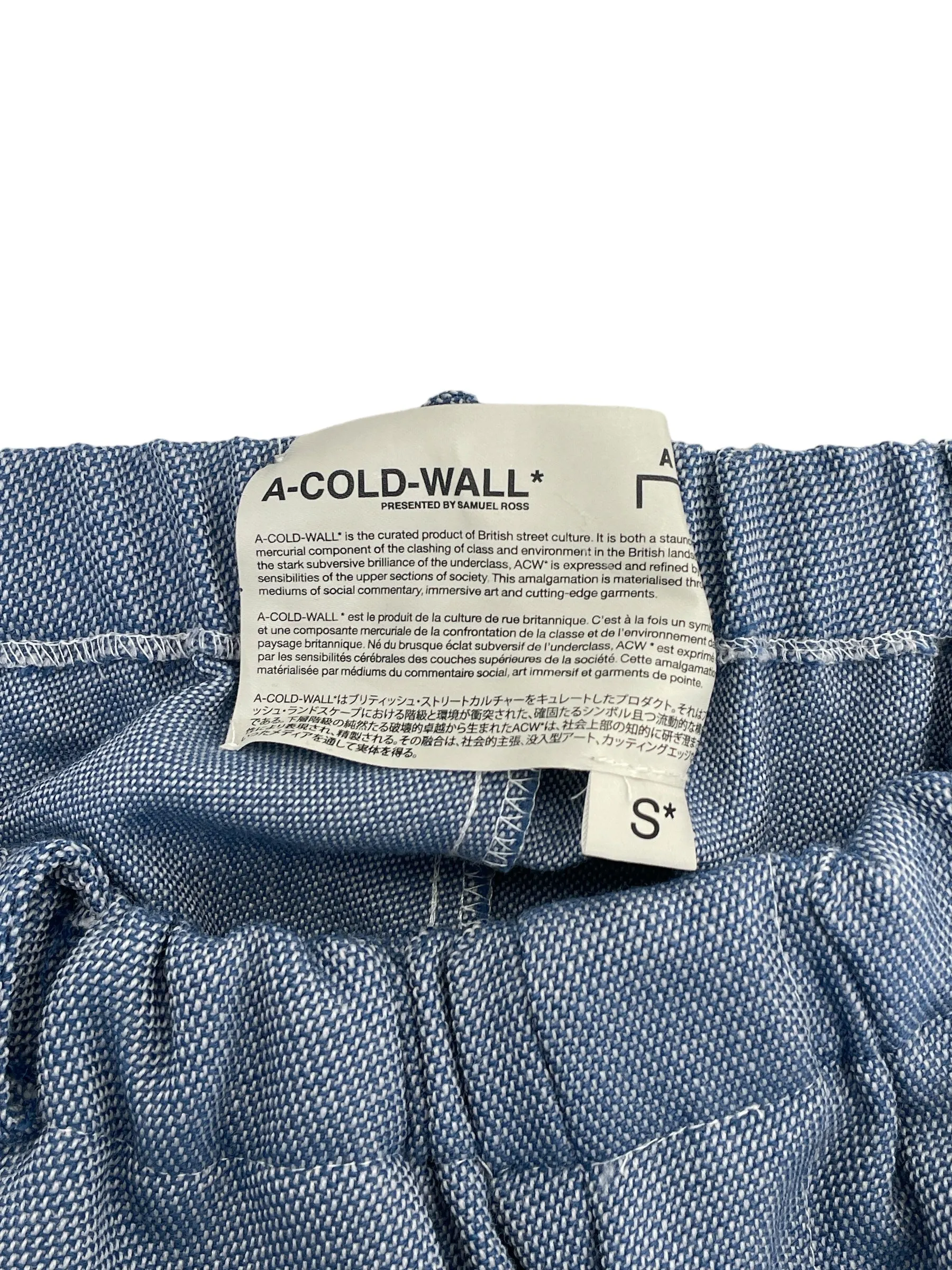 A-COLD-WALL/Pants/S/Cotton/BLU/Chino/A COLD WALL Blue Trousers