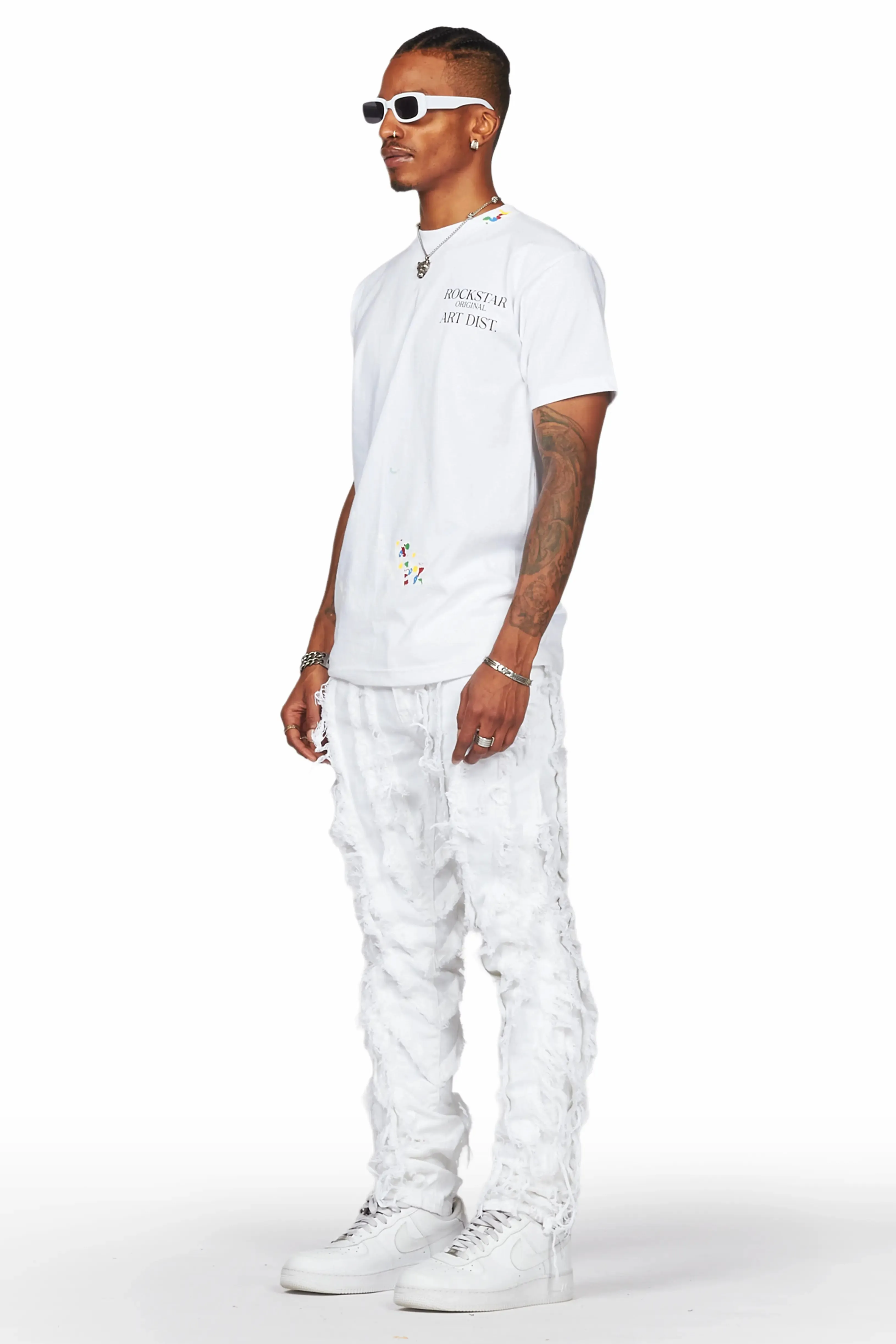 Achilles White Raw Edge Skinny Fit Jean