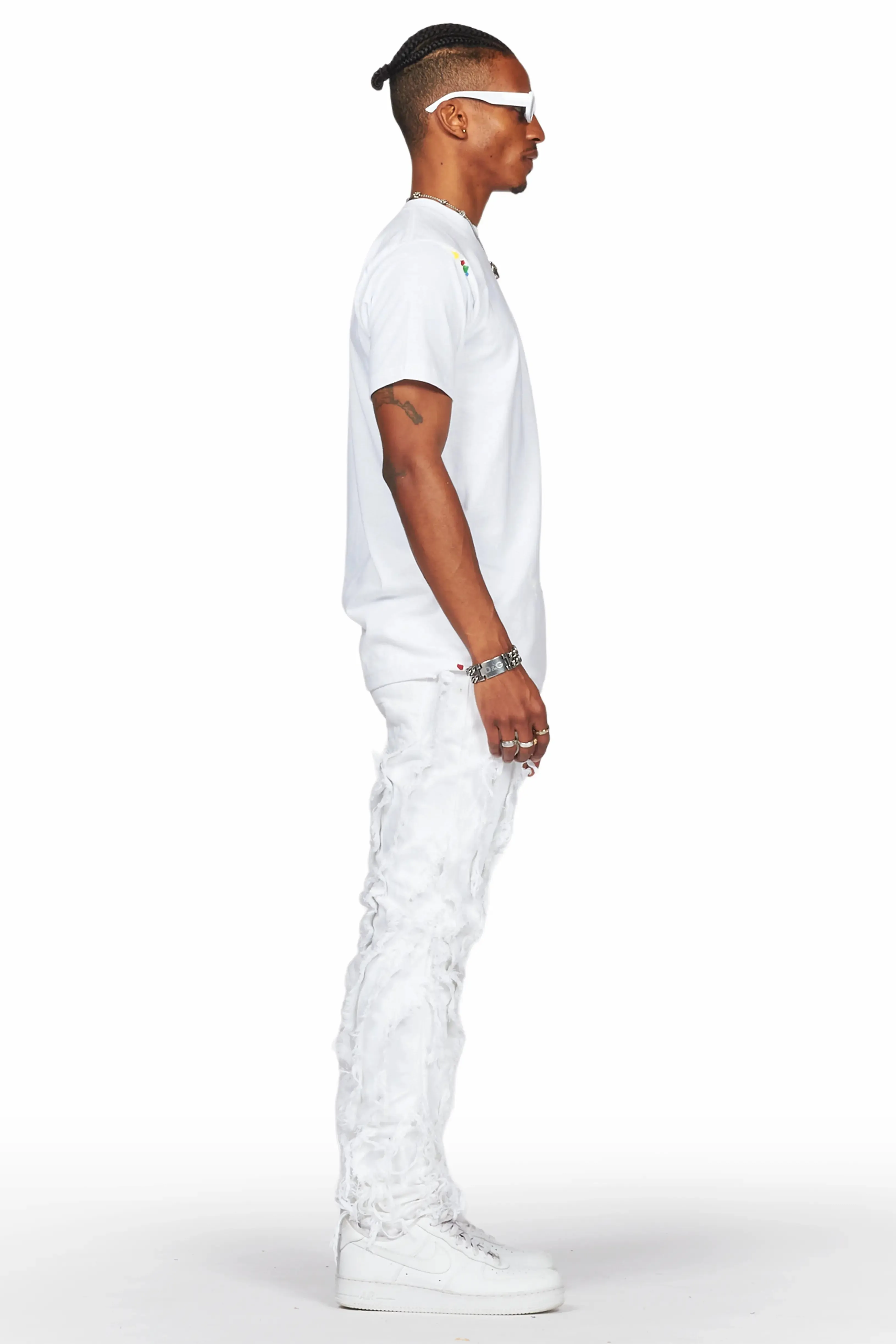 Achilles White Raw Edge Skinny Fit Jean