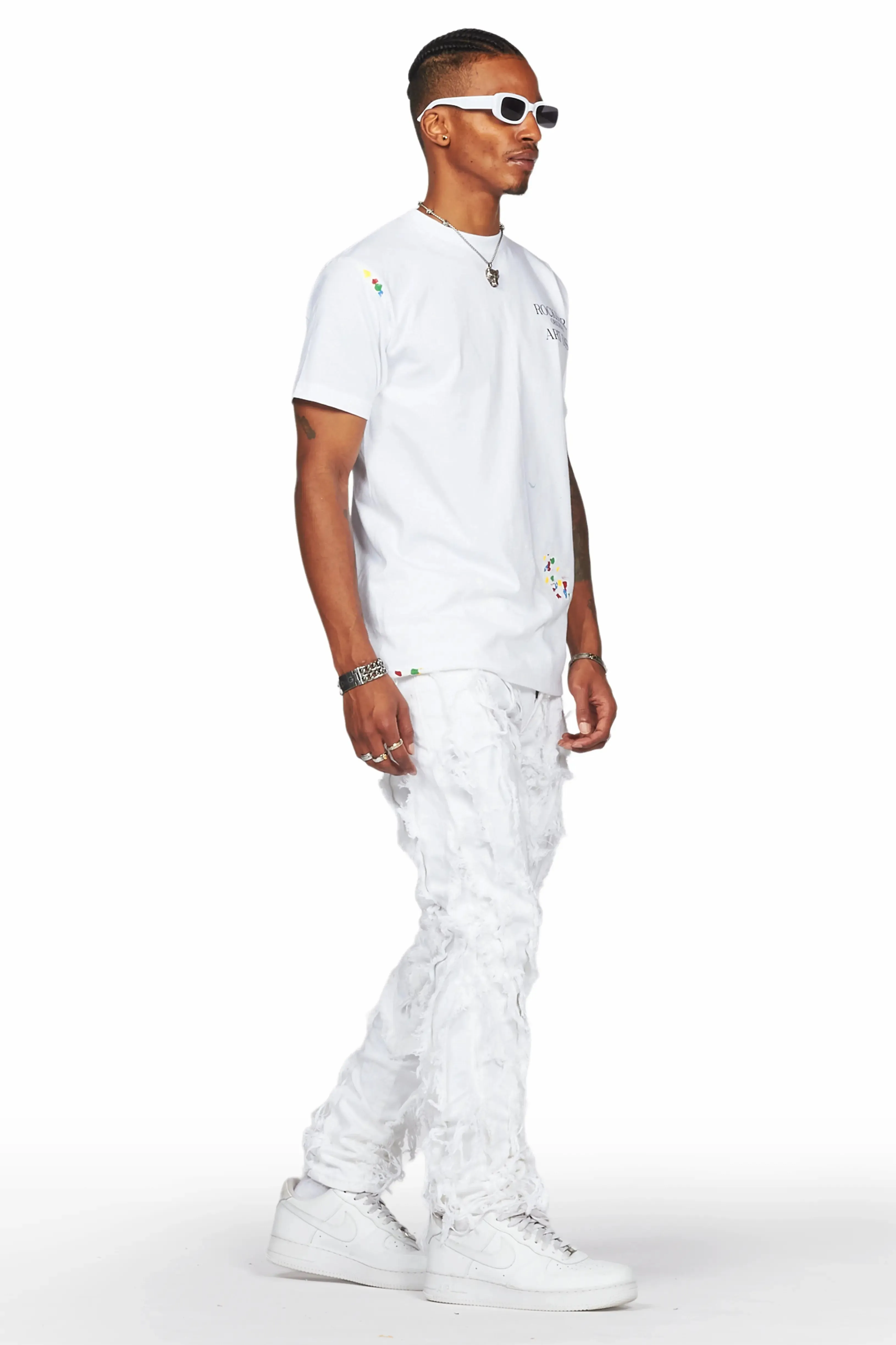 Achilles White Raw Edge Skinny Fit Jean