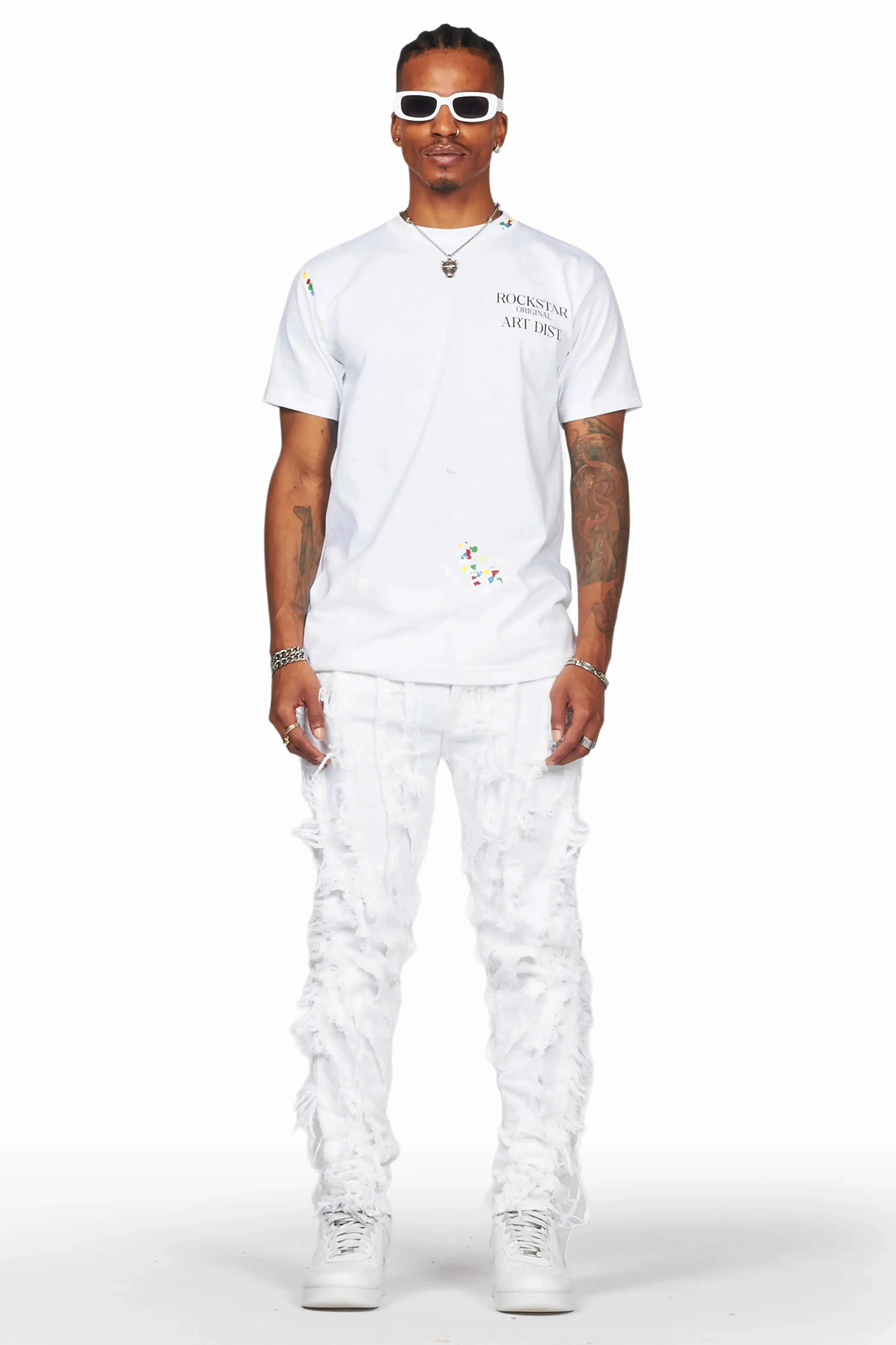 Achilles White Raw Edge Skinny Fit Jean