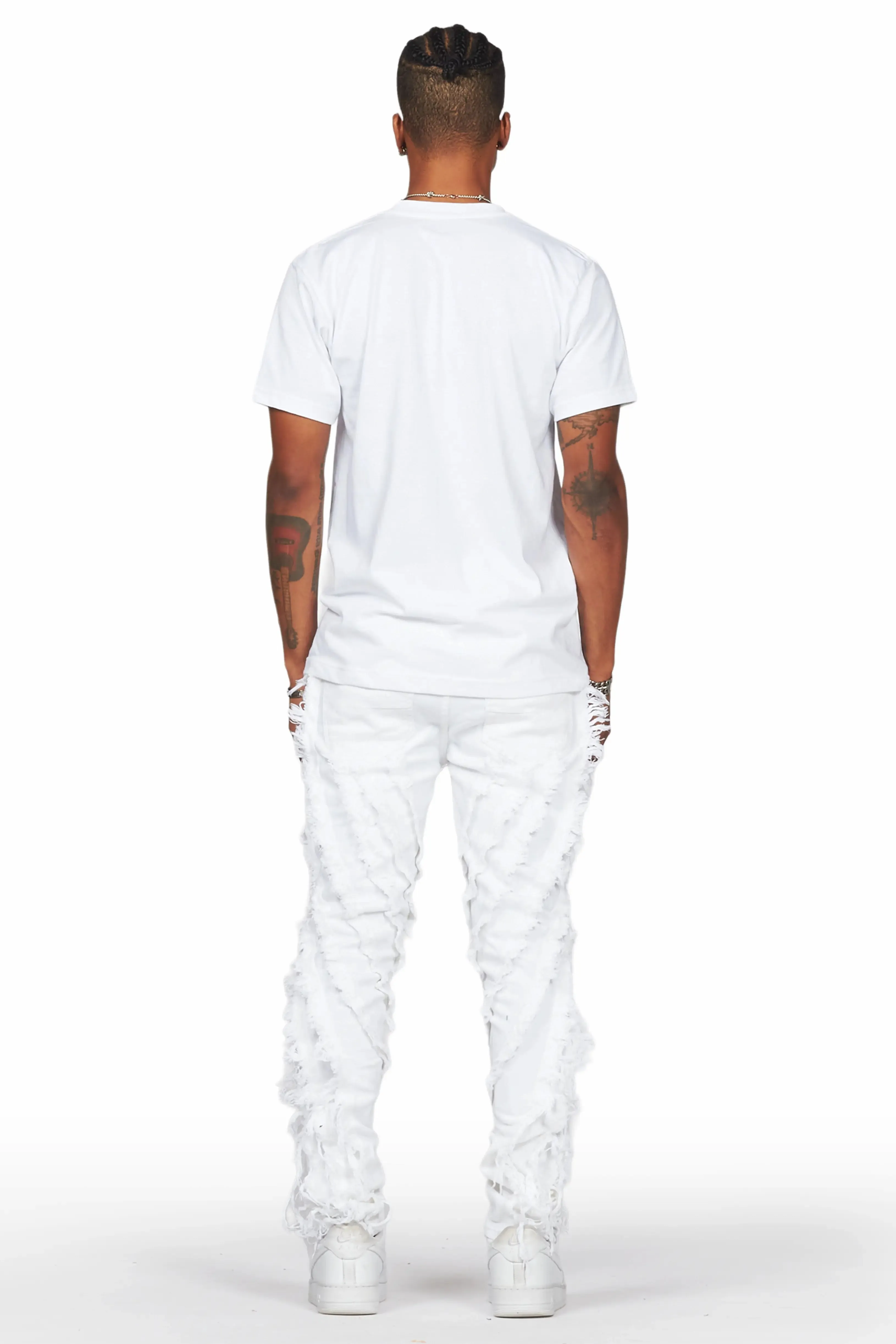 Achilles White Raw Edge Skinny Fit Jean