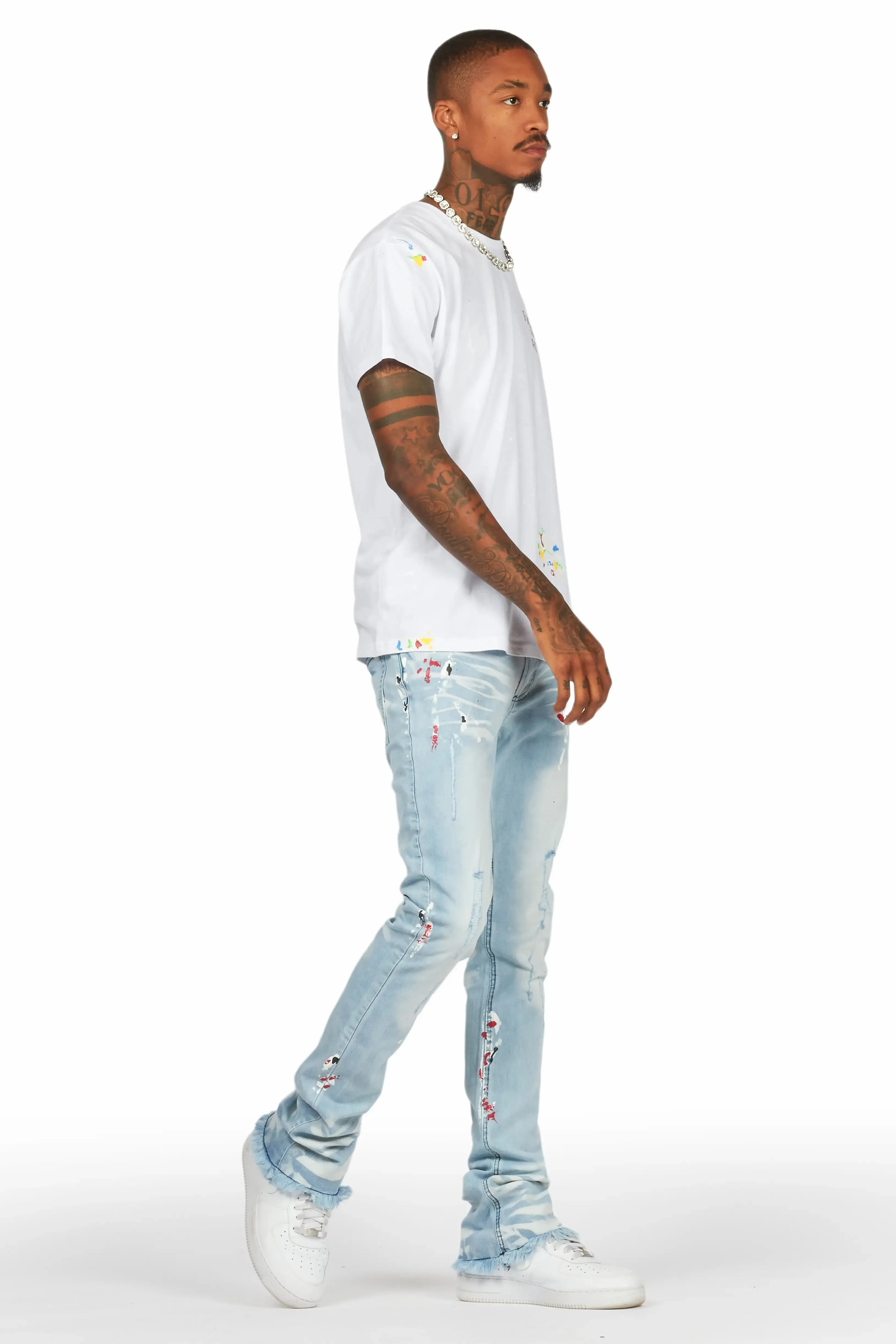 Alvar Blue Painter Stacked Flare Jean