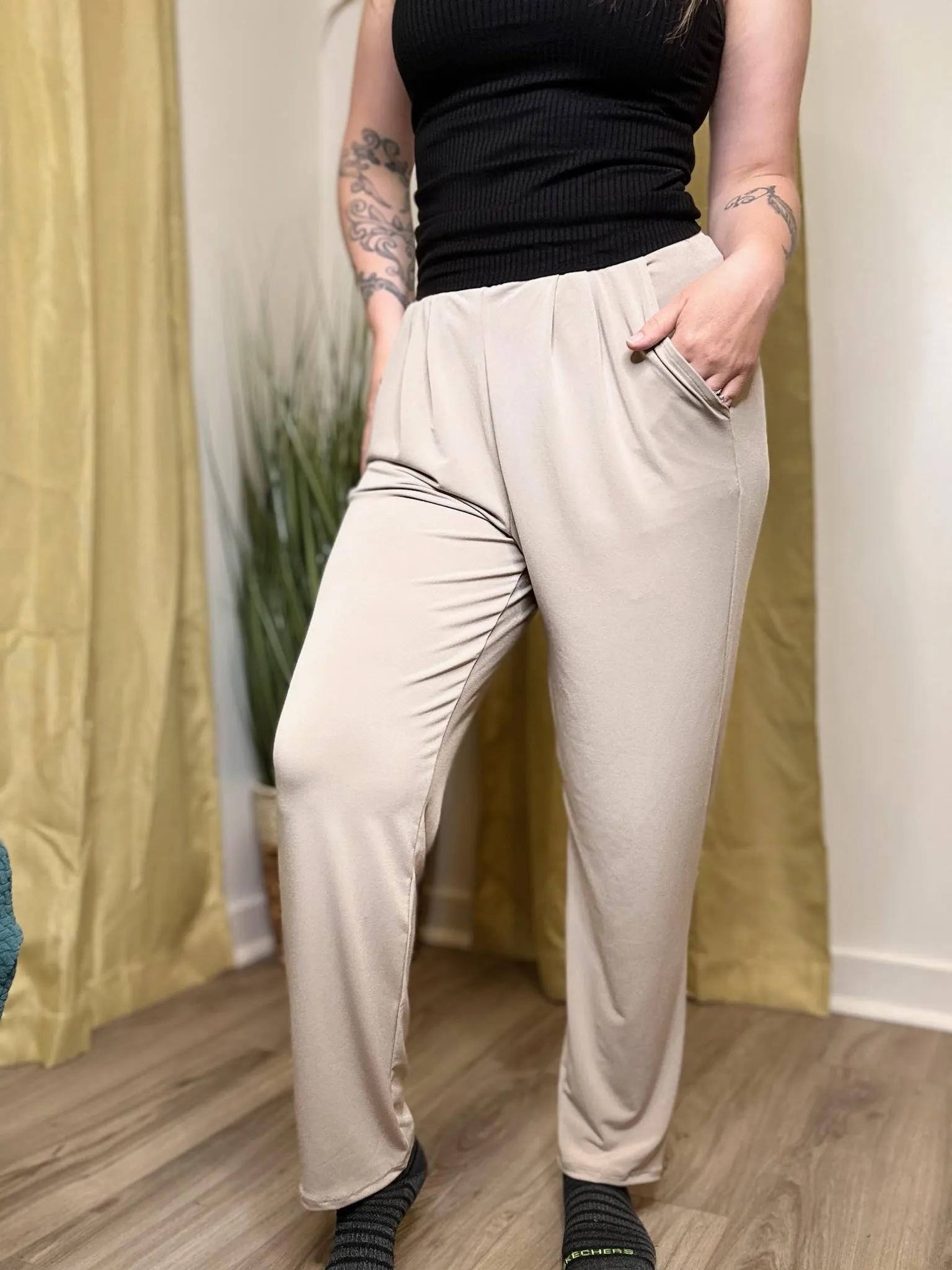 Ash Mocha Pleated Pants