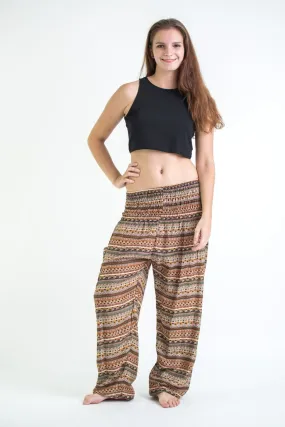 Aztec Stripes Women's Harem Pants in Sahara Brown