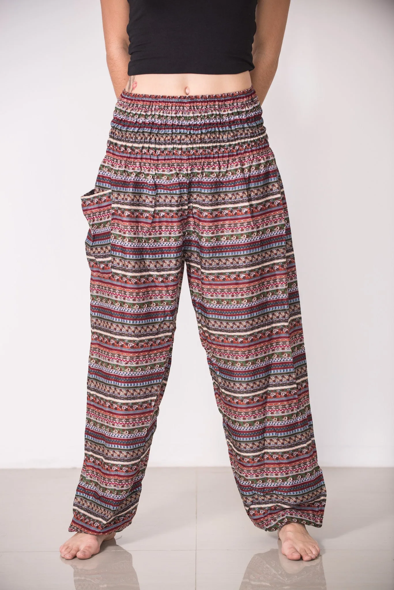 Aztec Stripes Women's Harem Pants in Wine