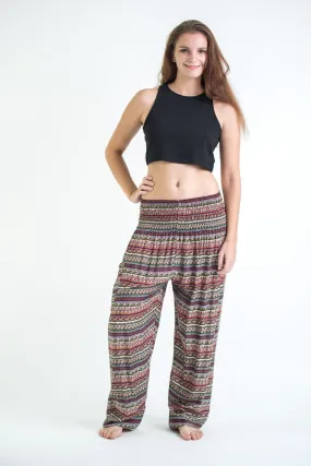 Aztec Stripes Women's Harem Pants in Wine