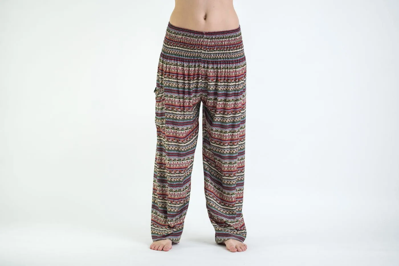 Aztec Stripes Women's Harem Pants in Wine