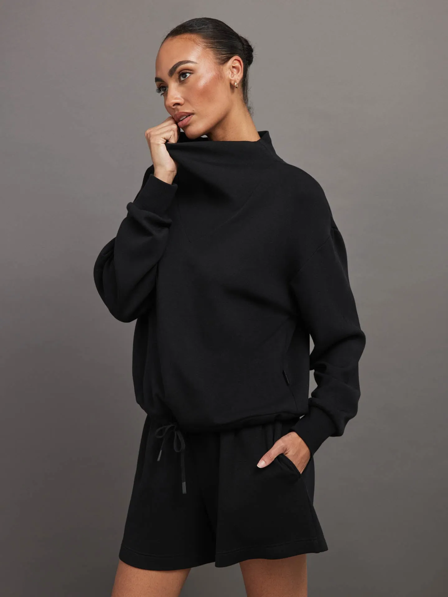 Betsy Cowl Neck Sweat - BLACK