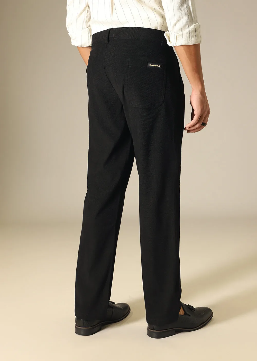 Black Textured Corduroy Pant