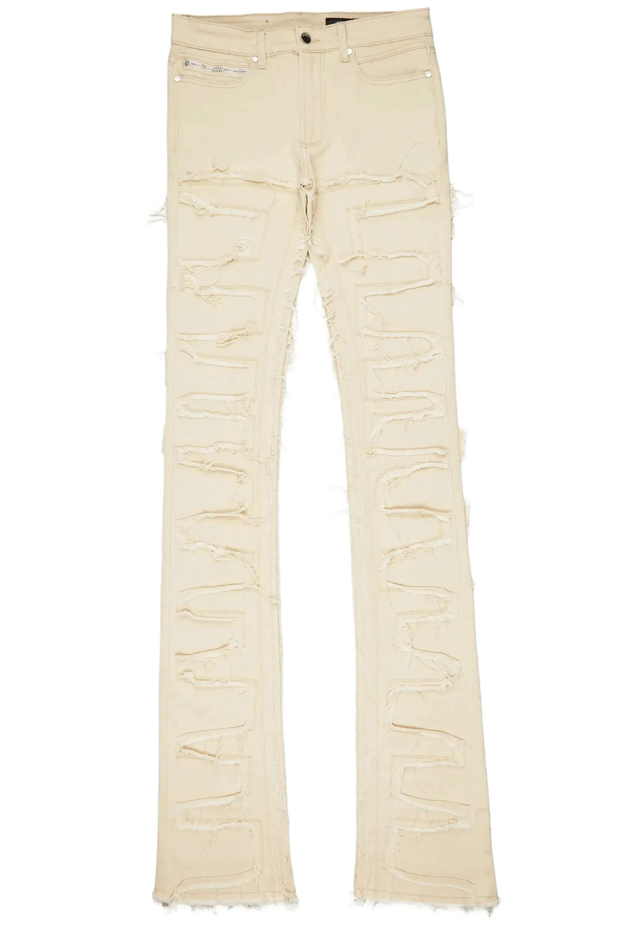 Boys Hallie Beige Super Stacked Flare Jean