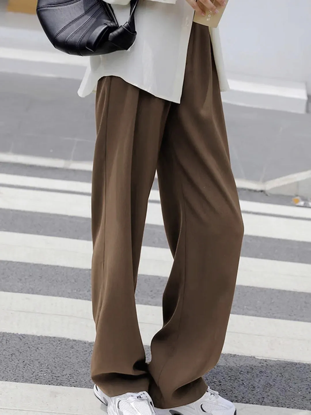 Button Up Pleated Wide Leg Pants