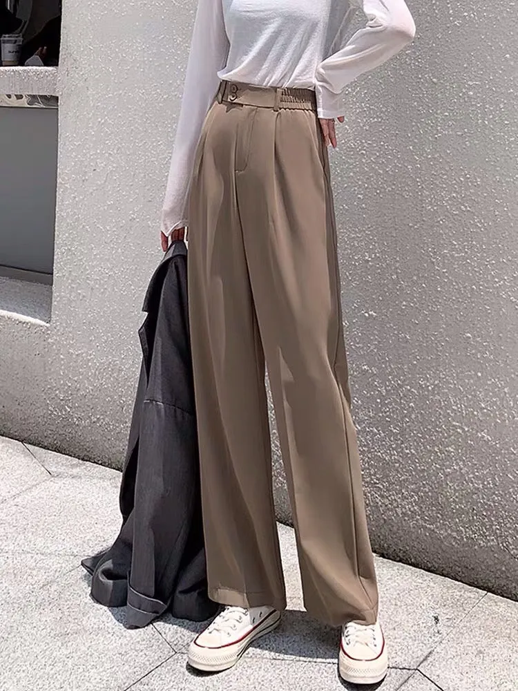 Button Up Pleated Wide Leg Pants