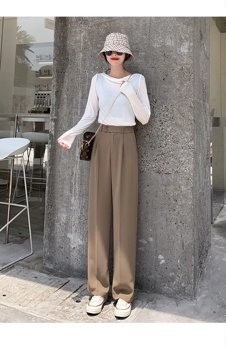 Button Up Pleated Wide Leg Pants