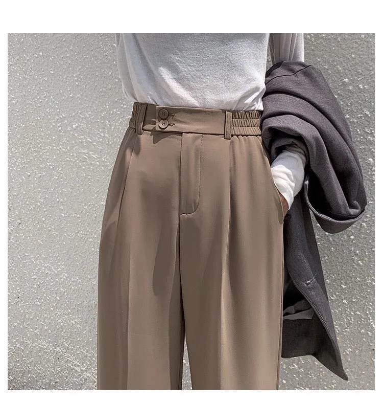 Button Up Pleated Wide Leg Pants