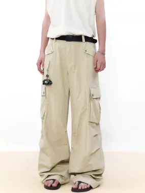 Buttoned Pockets Flowy Cargo Pants