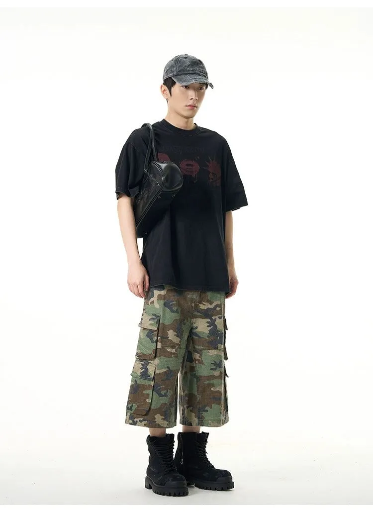 Camo Wide Leg Cargo Shorts