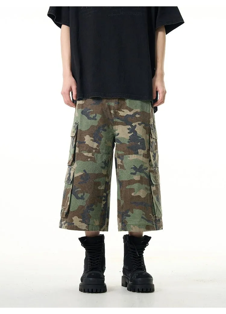 Camo Wide Leg Cargo Shorts