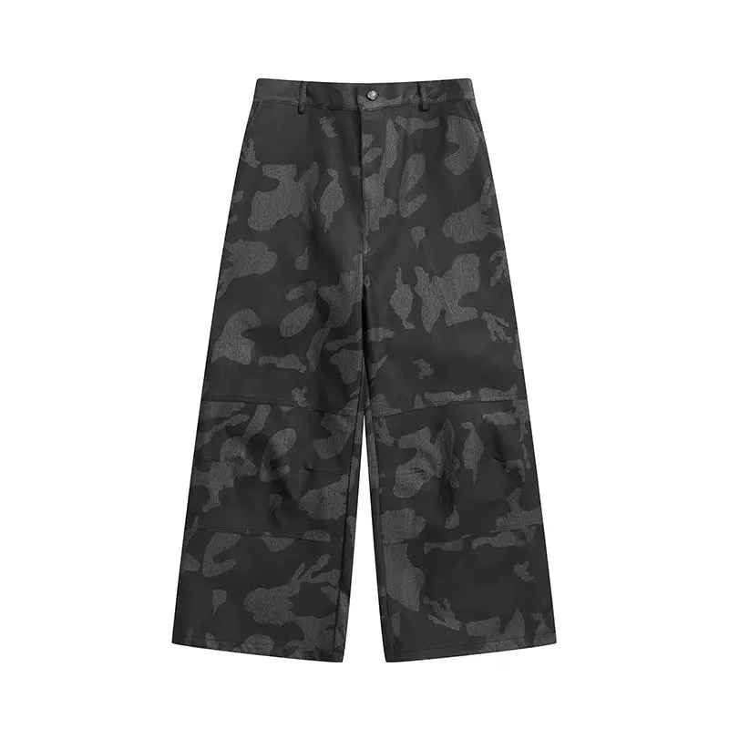 Camouflage Cargo Leather Pants