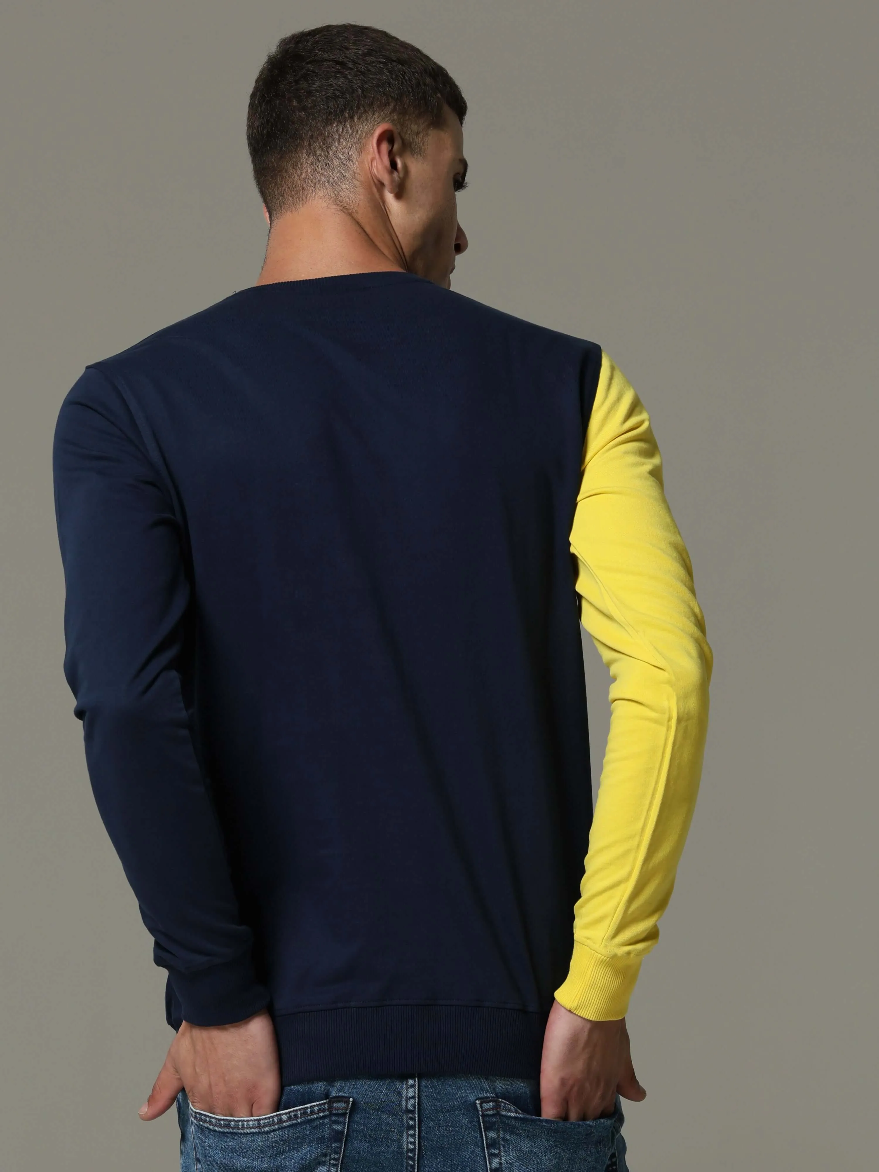 Charg Colorblock Blue Sweat Shirt