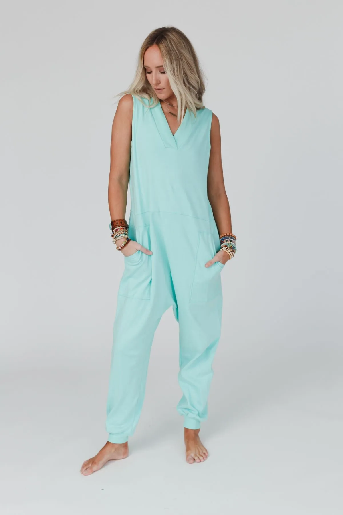 Charley Sleeveless Harem Jumpsuit - Sky Blue