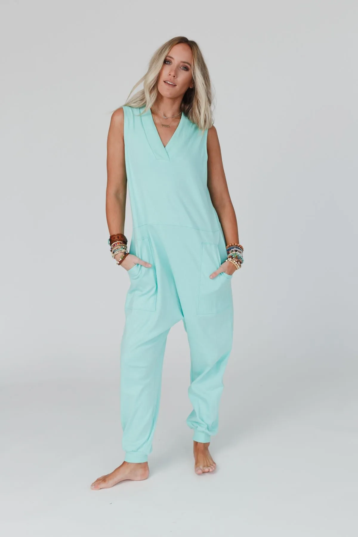 Charley Sleeveless Harem Jumpsuit - Sky Blue