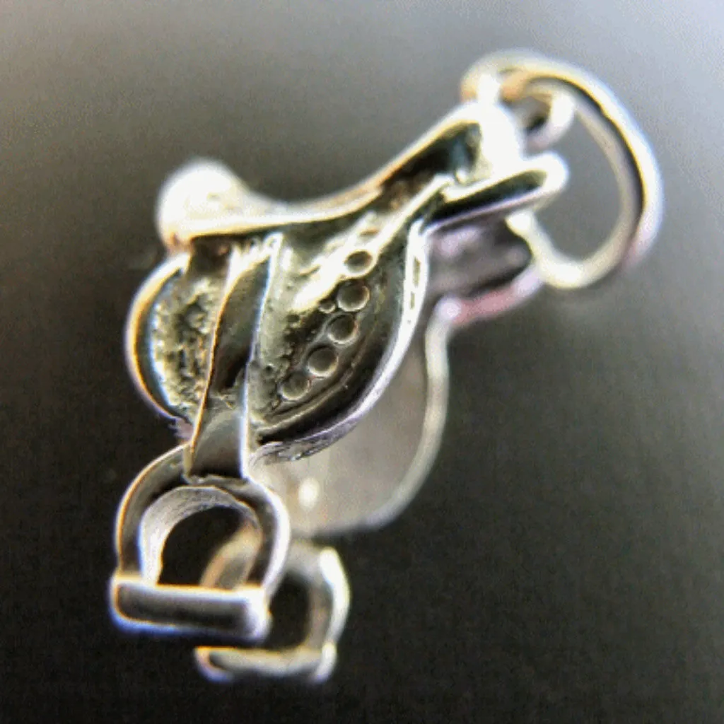 Charm Sterling Silver Western Saddle