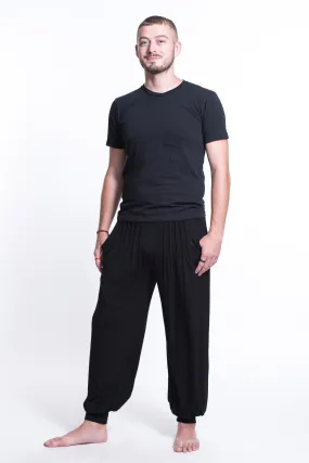 Cotton Men Harem Pants in Solid Black