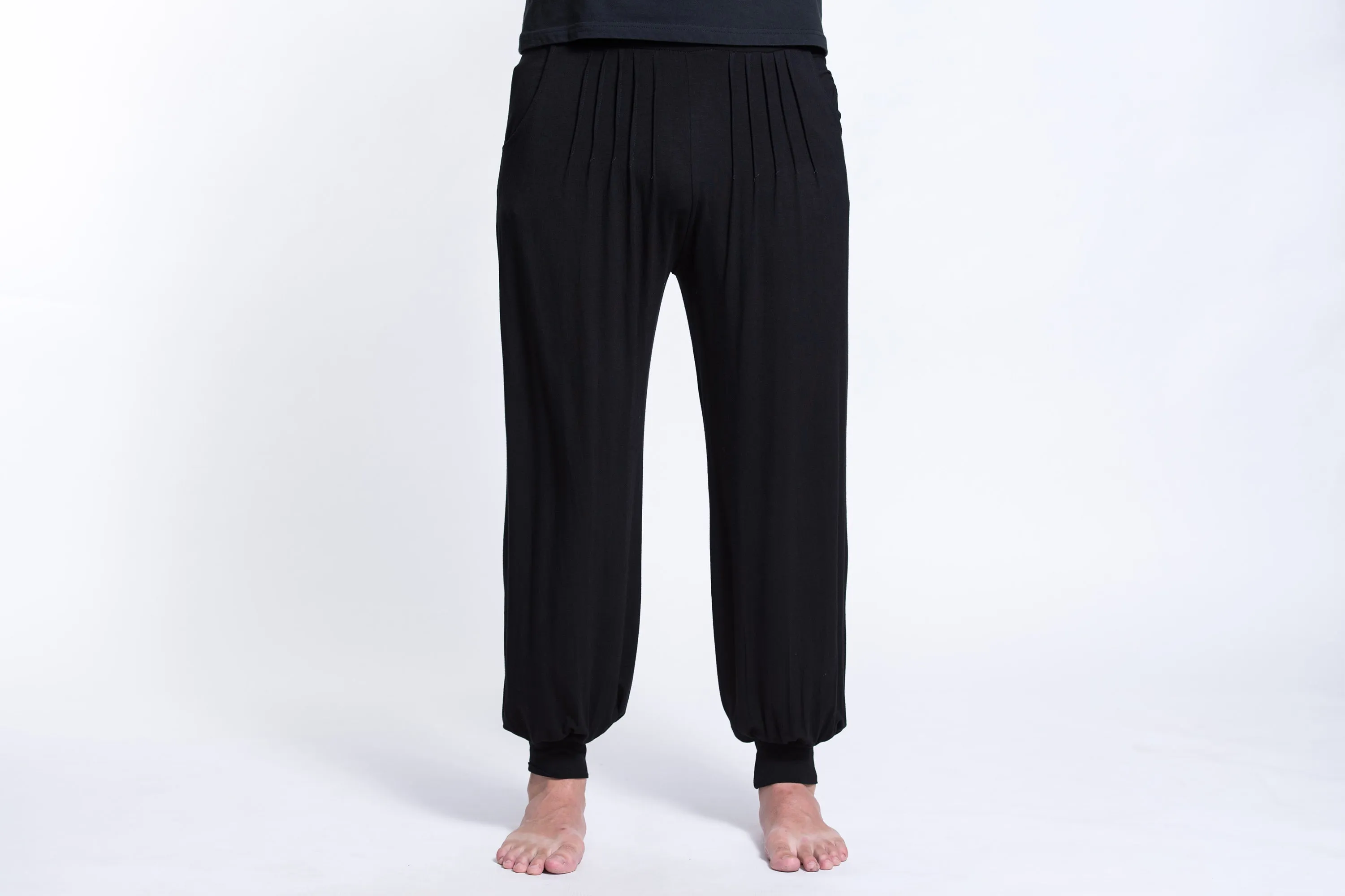 Cotton Men Harem Pants in Solid Black