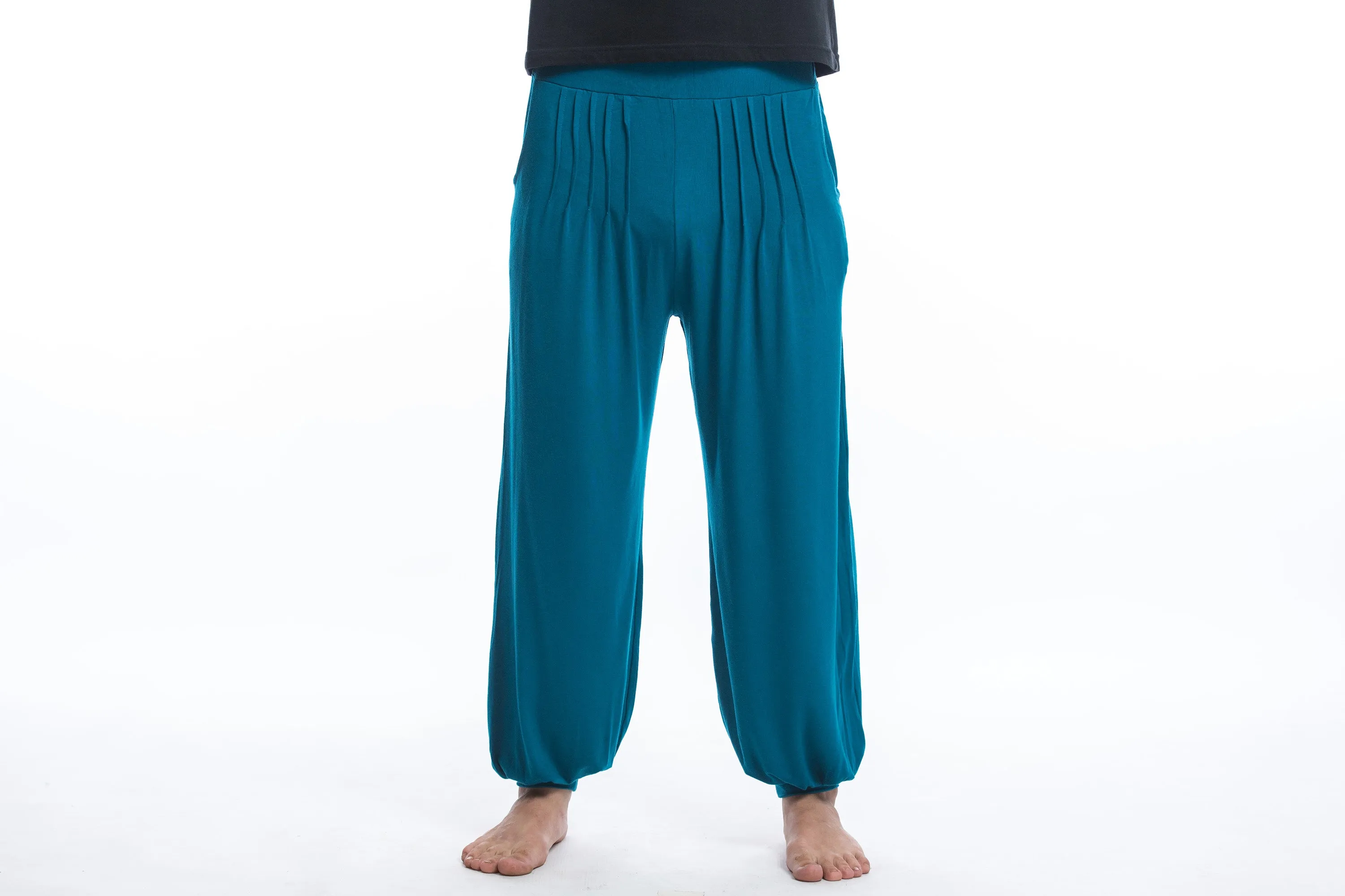 Cotton Men Harem Pants in Solid Blue