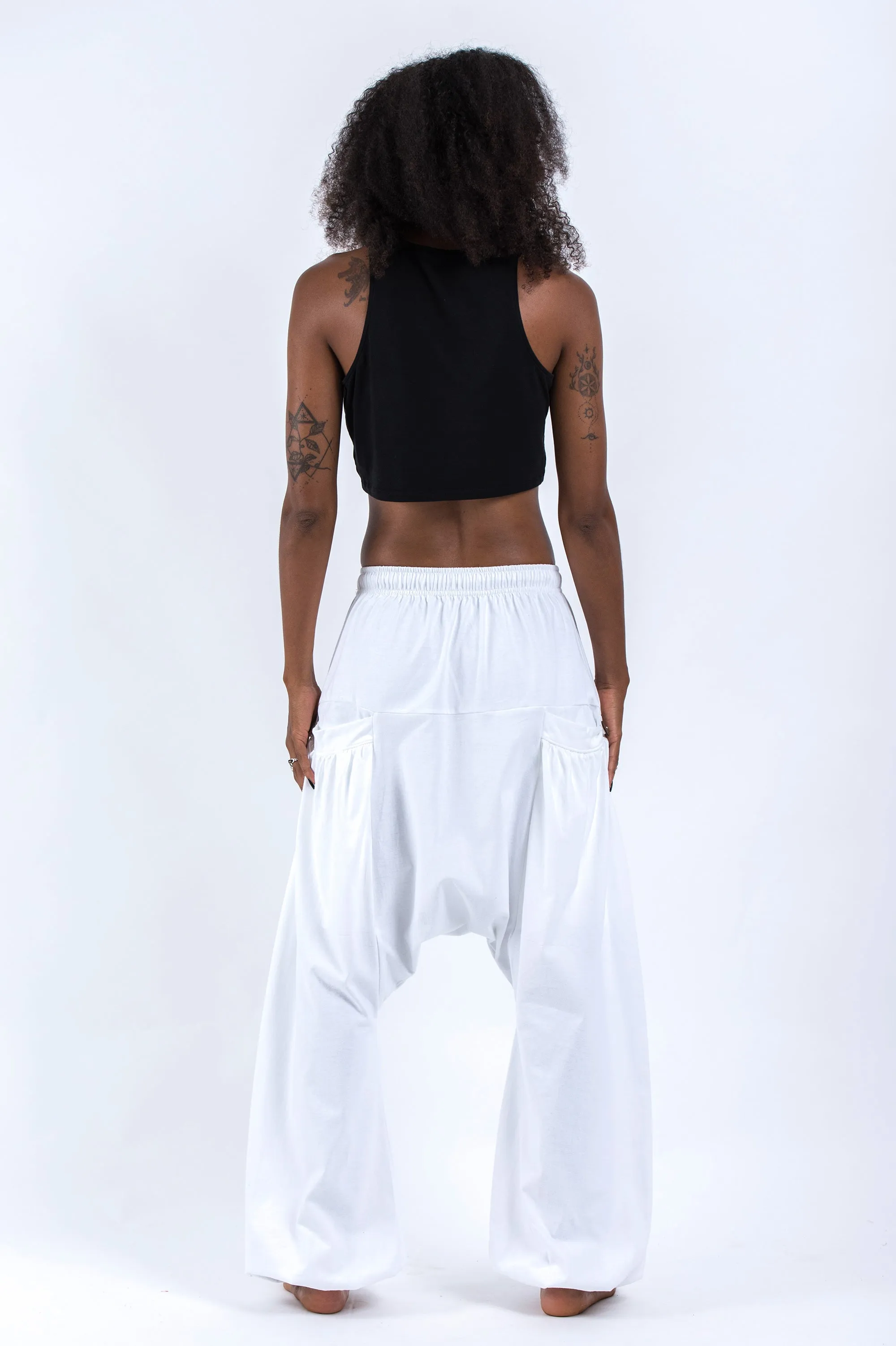 Cotton Women Harem Pants in Solid White