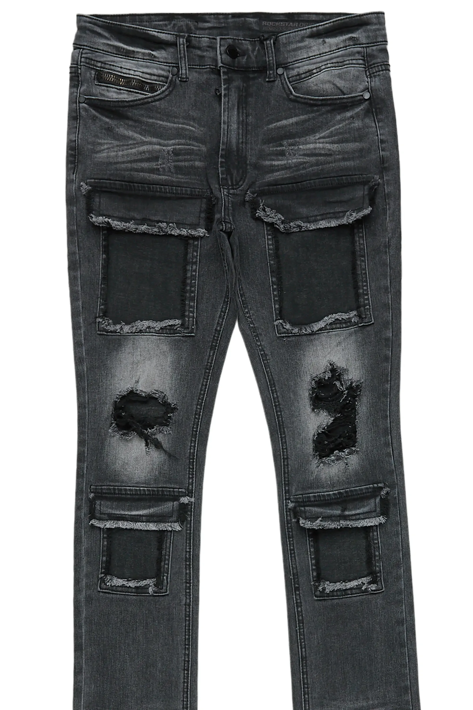 Dark Grey Cargo Super Stacked Flare Jean