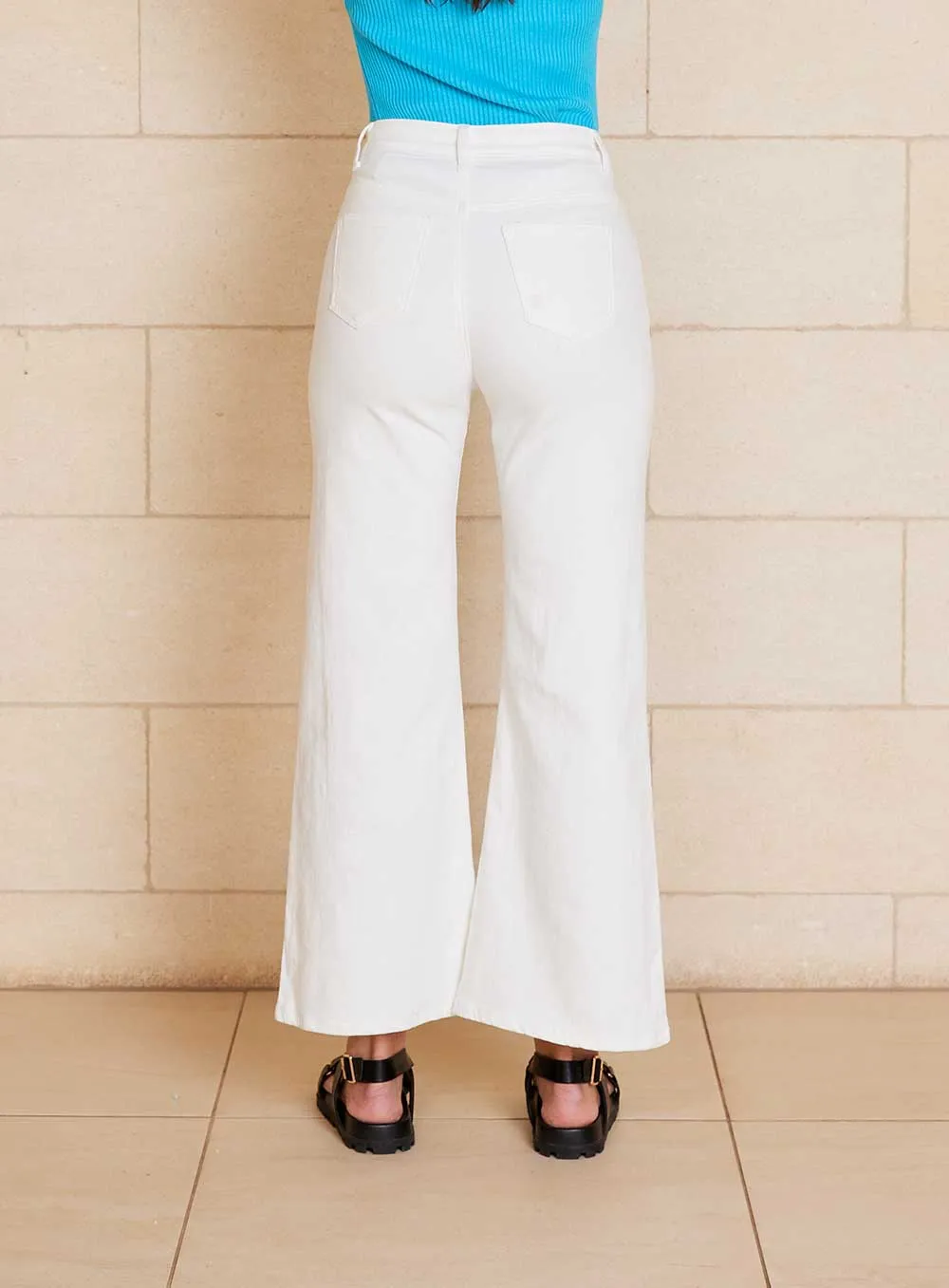 Declan Wide Leg Pant-White