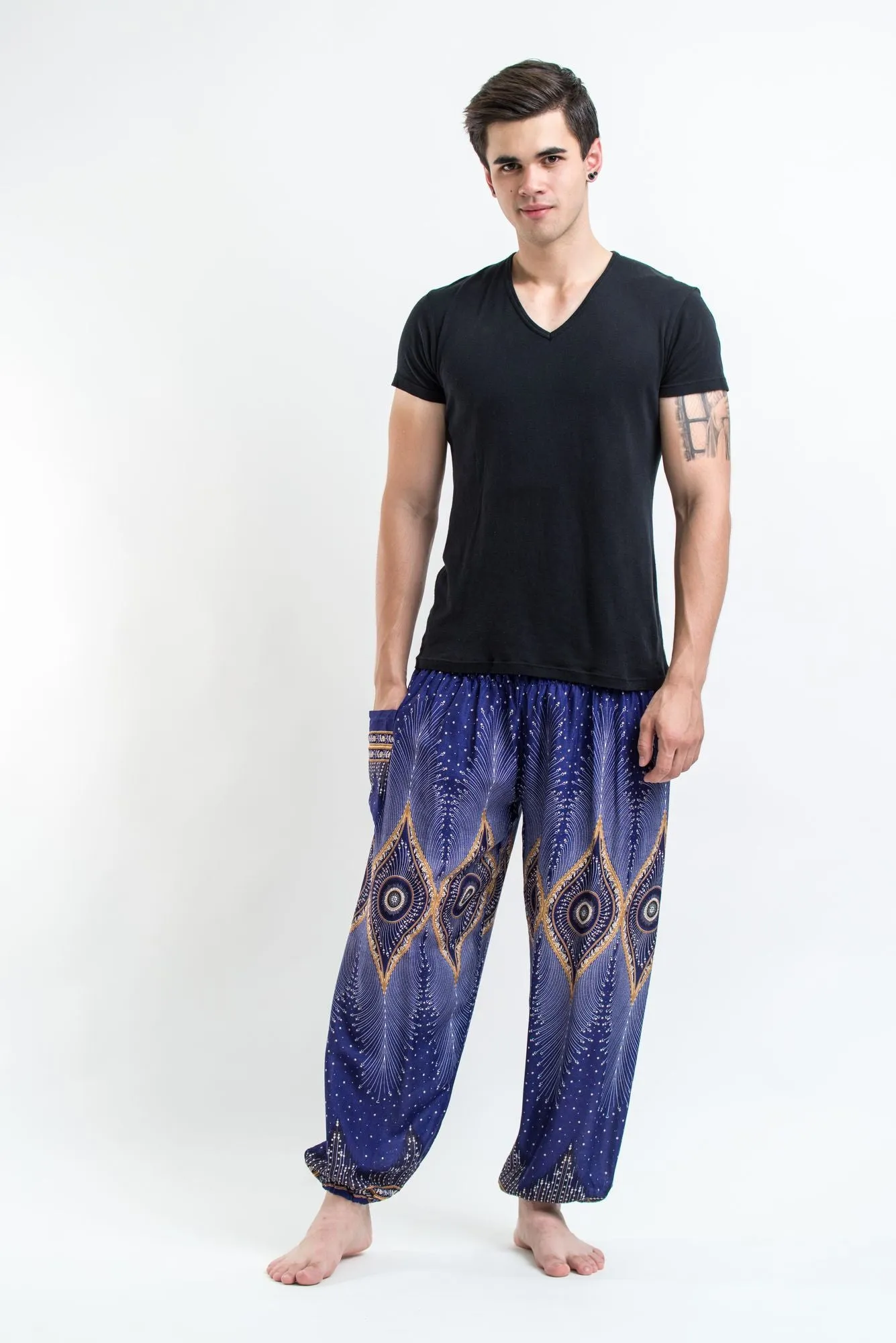 Diamond Peacock Men's Harem Pants in Blue