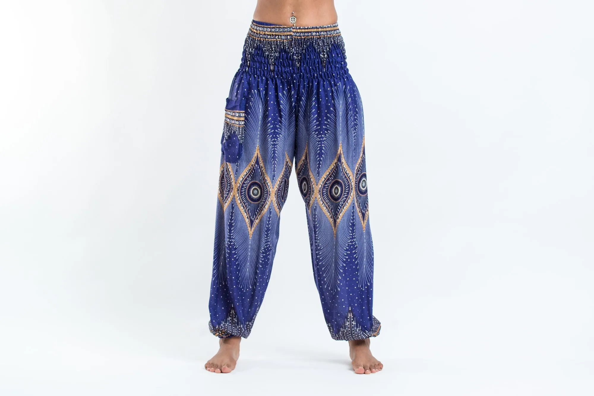 Diamond Peacock Women's Harem Pants in Blue