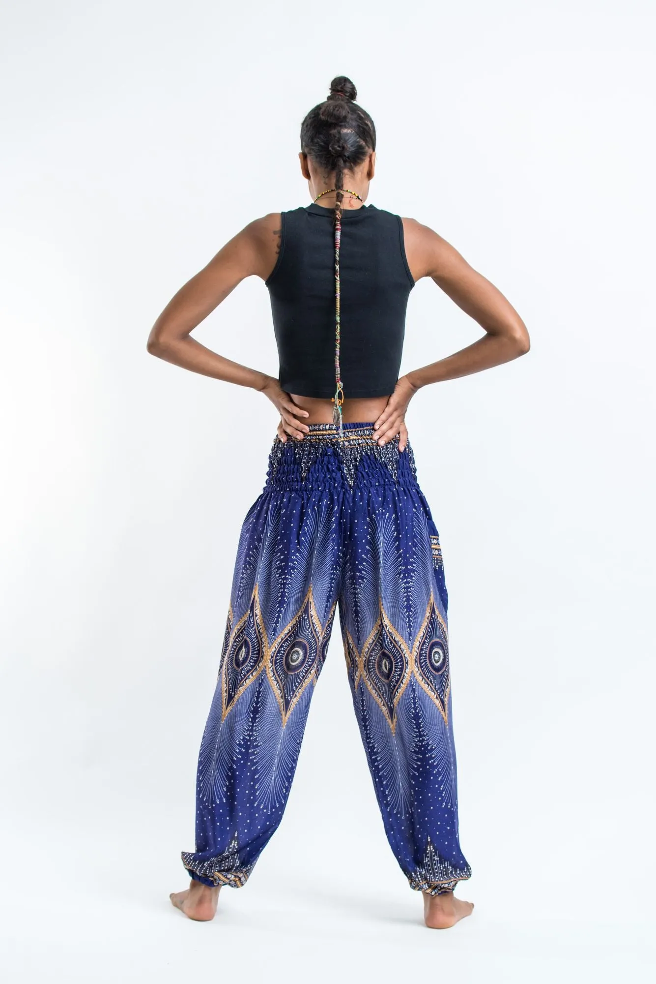 Diamond Peacock Women's Harem Pants in Blue