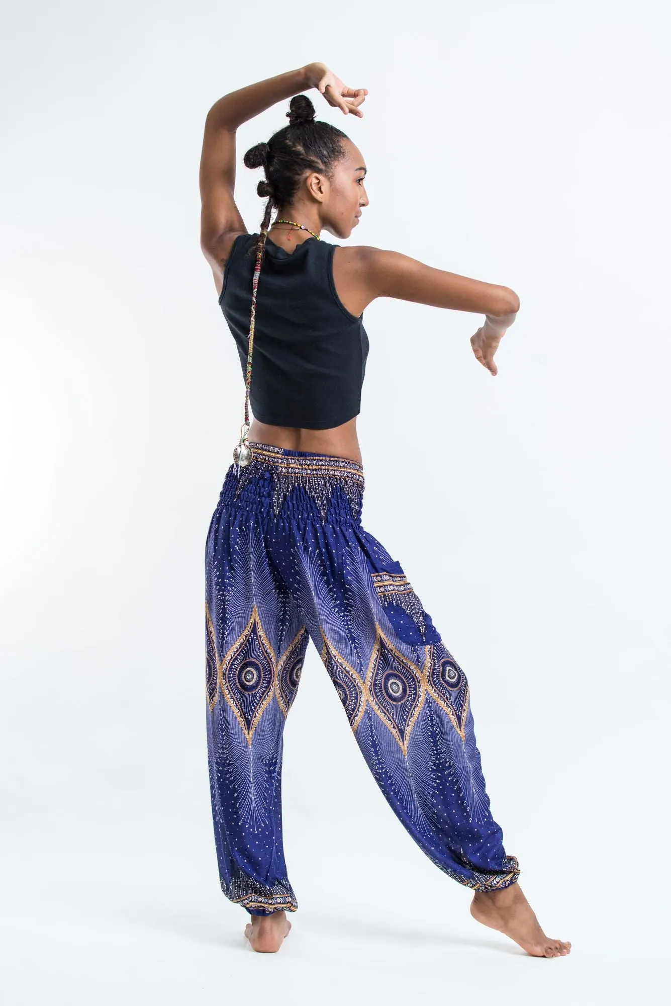 Diamond Peacock Women's Harem Pants in Blue