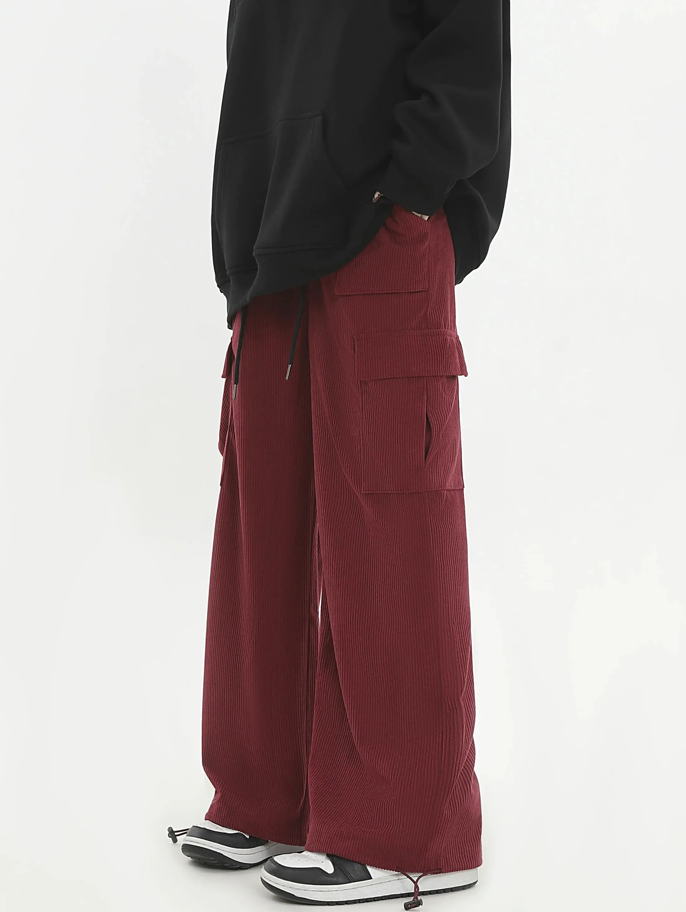 Drawstring Corduroy Cargo Pants