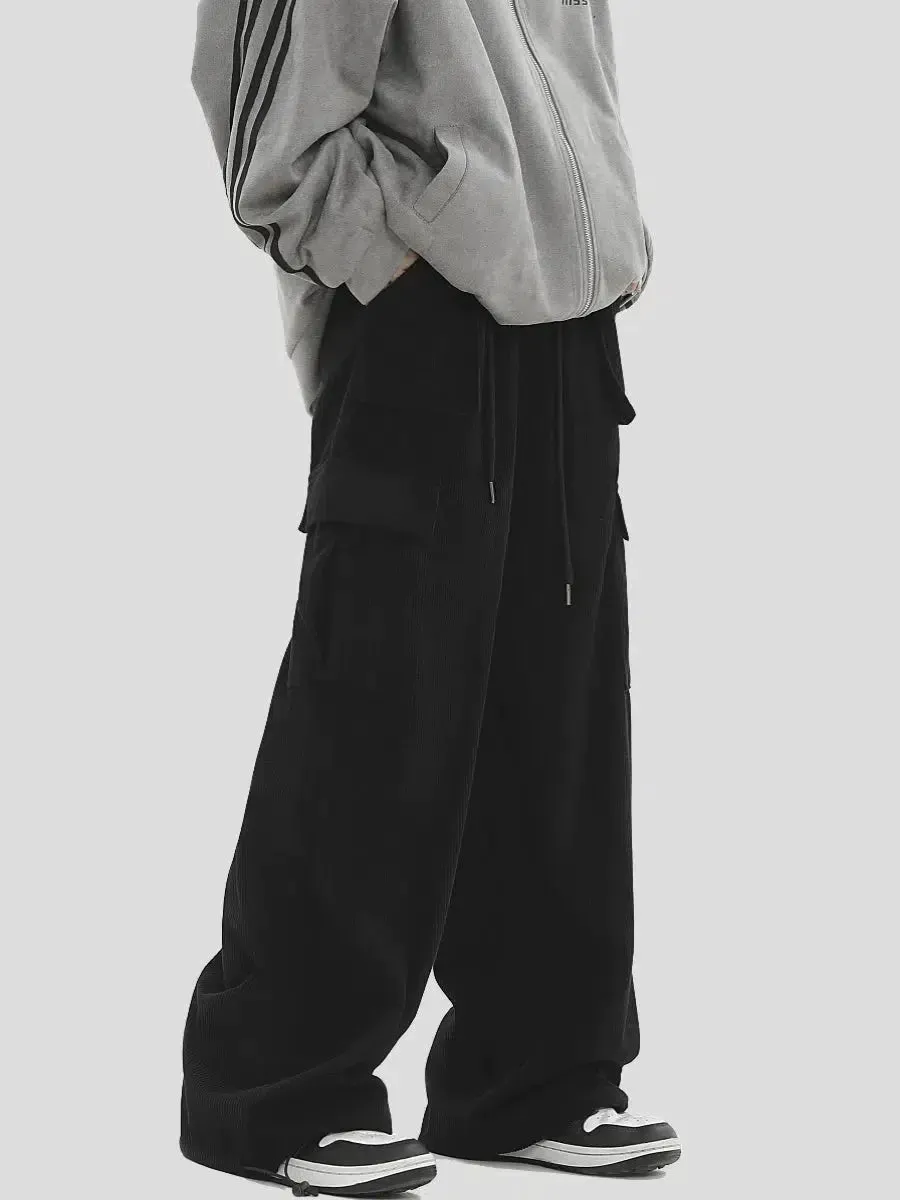 Drawstring Corduroy Cargo Pants