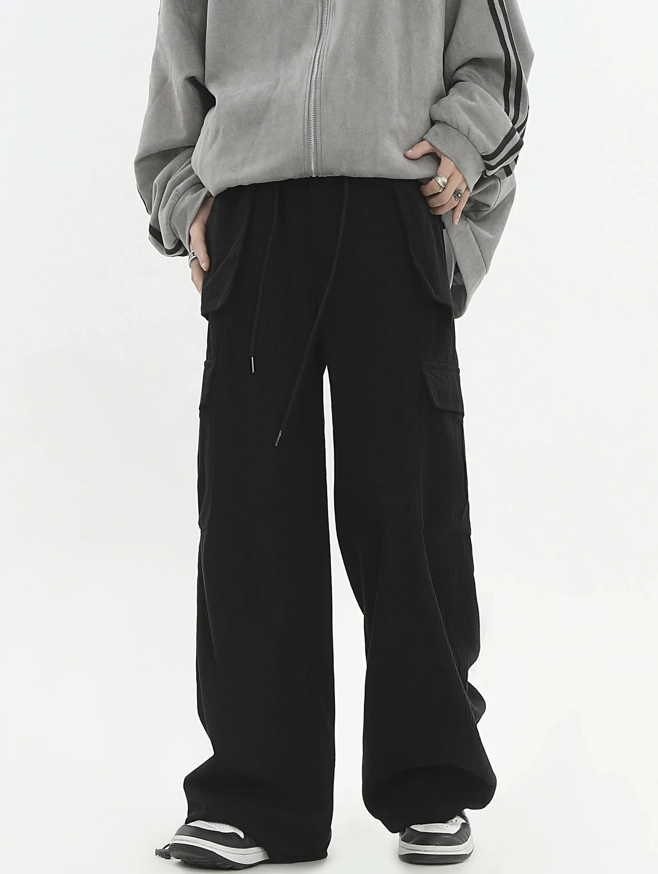 Drawstring Corduroy Cargo Pants