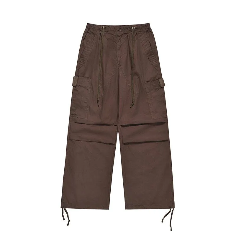 Drawstring Folds Wide Cut Pants