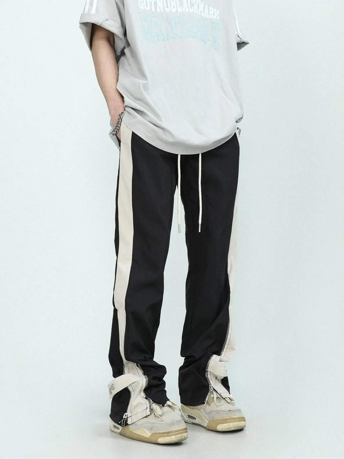 Drawstring Side Contrast Pants