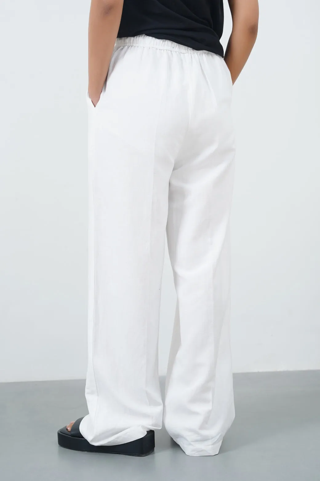 DRAWSTRING WIDE LEG PANTS