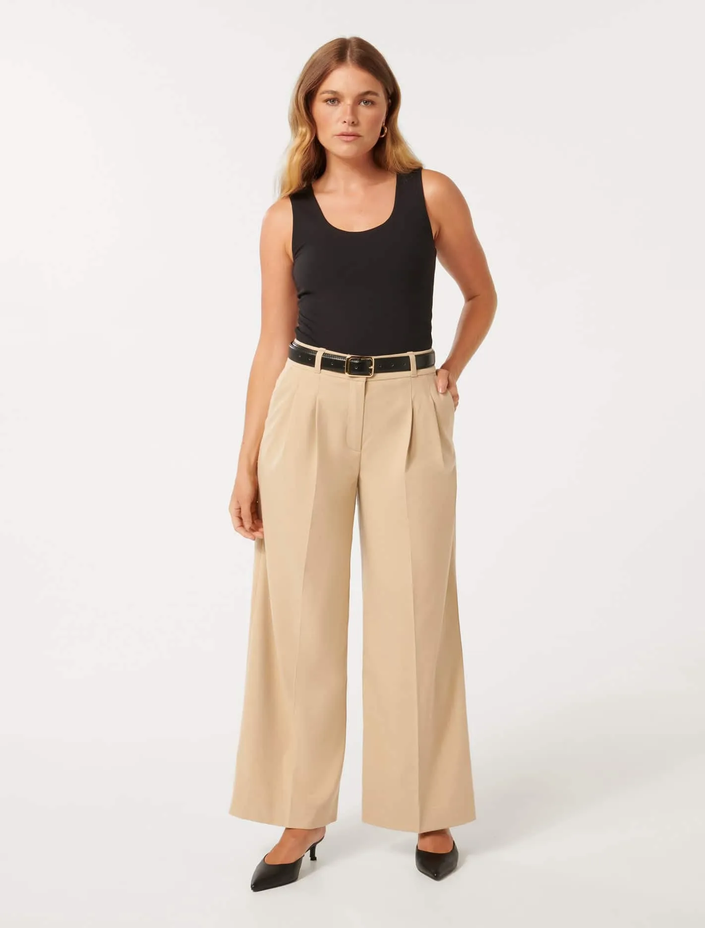 Edweena Petite Belted Wide Leg Pants