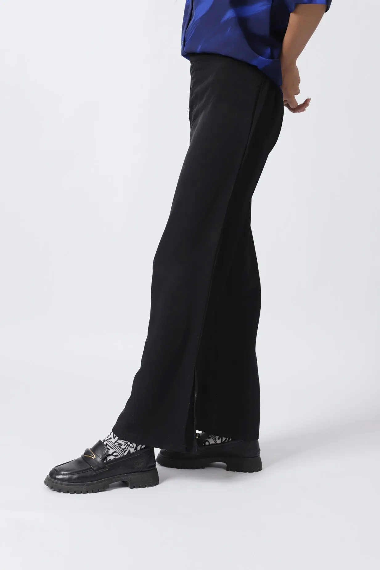 ELASTICATED WIDE LEG PANTS