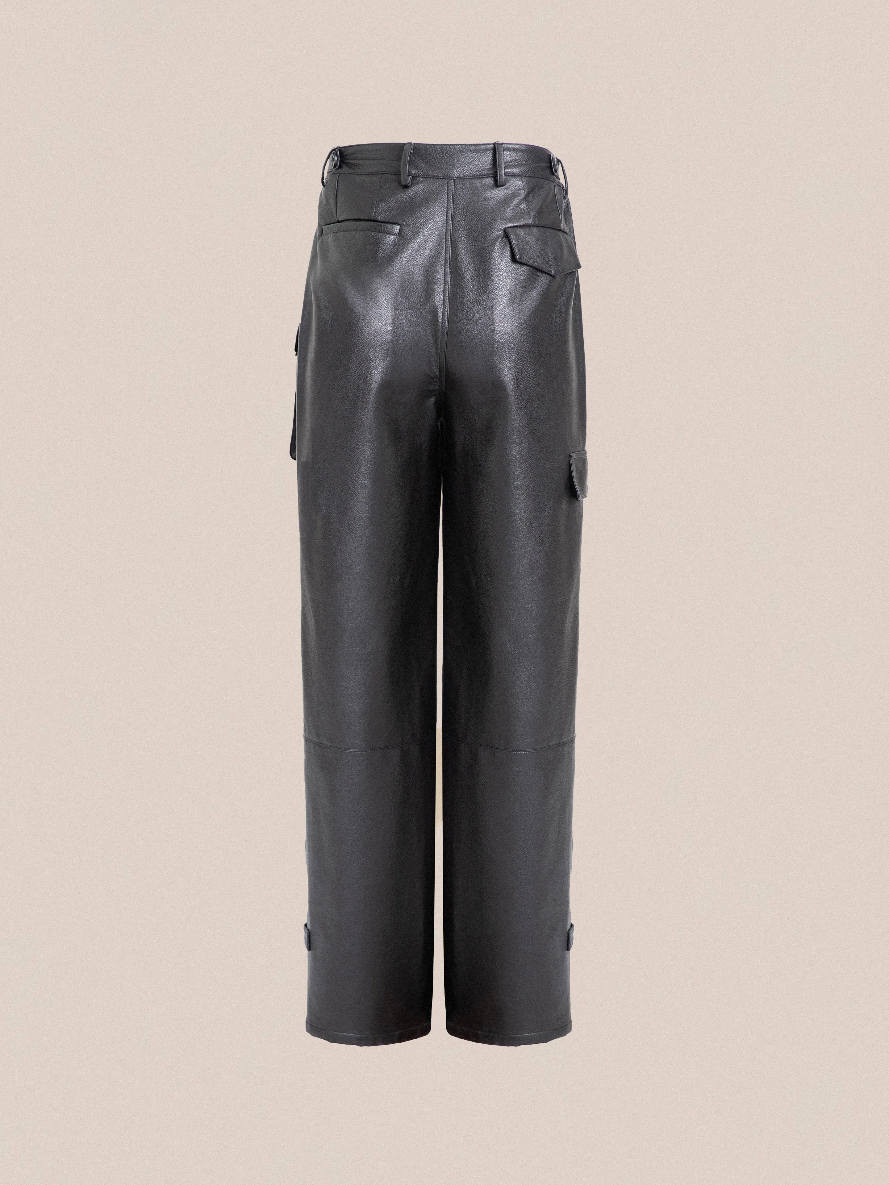 Faux Leather Cargo Pants