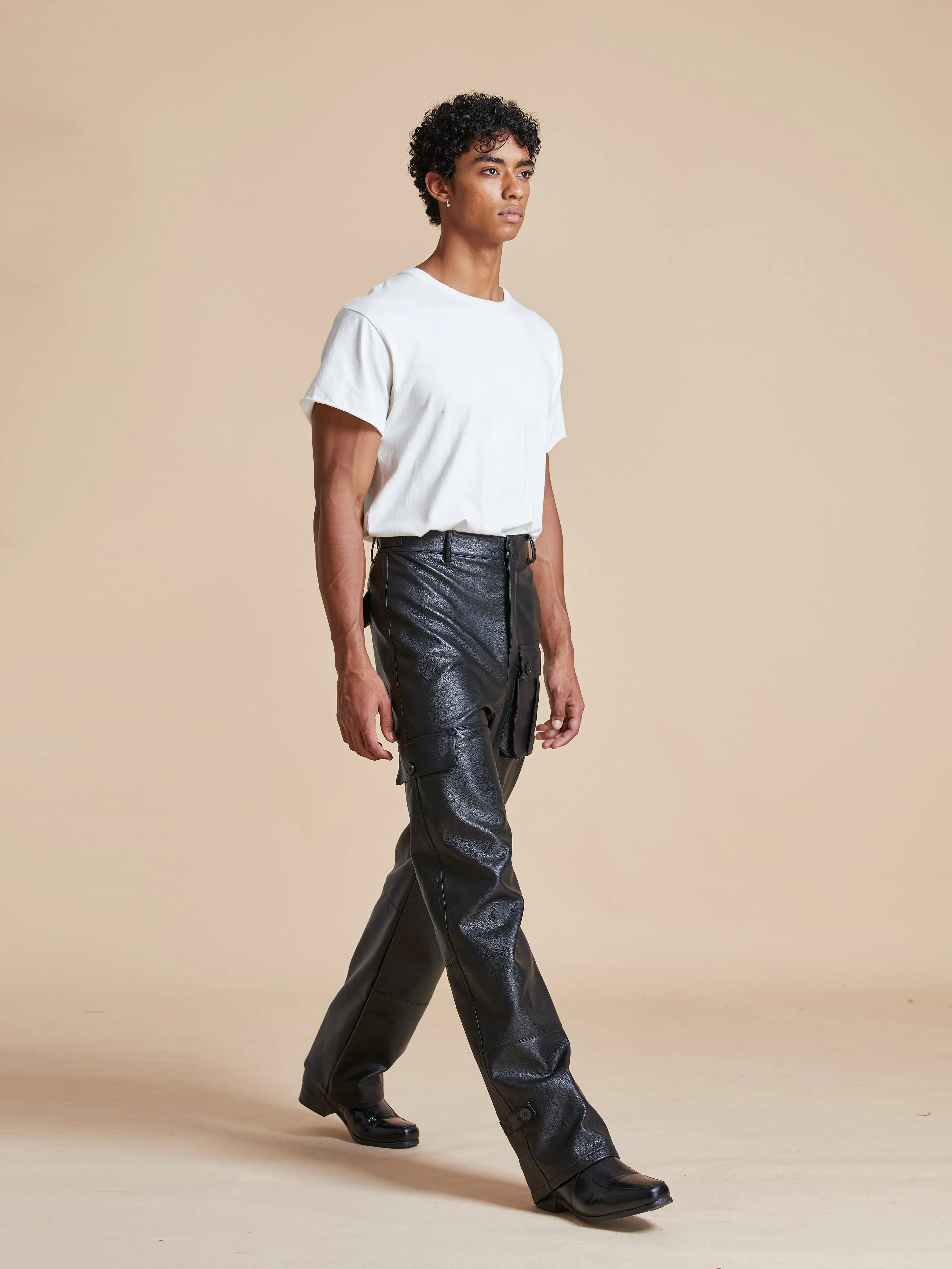 Faux Leather Cargo Pants