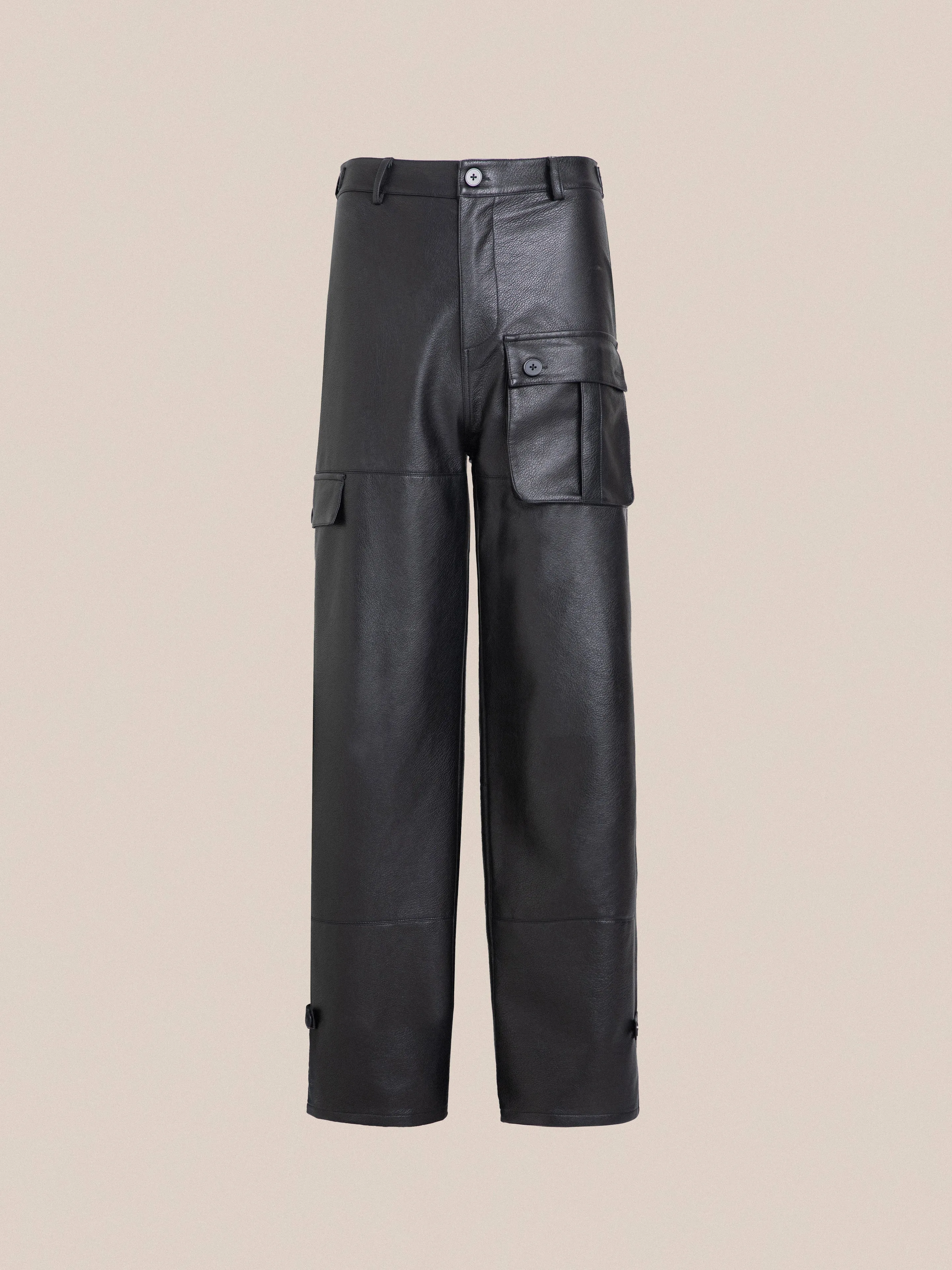 Faux Leather Cargo Pants