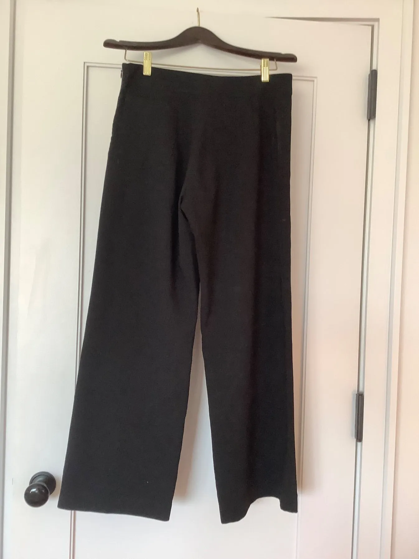 Flat front, wide leg black pants