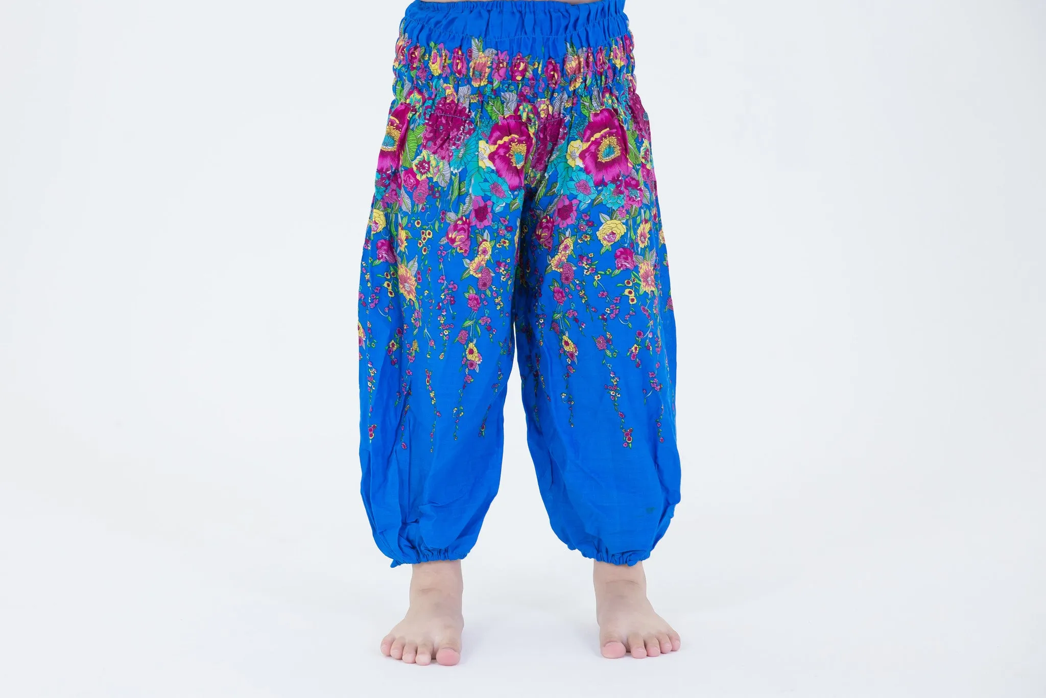 Floral Kids Harem Pants in Ocean Blue